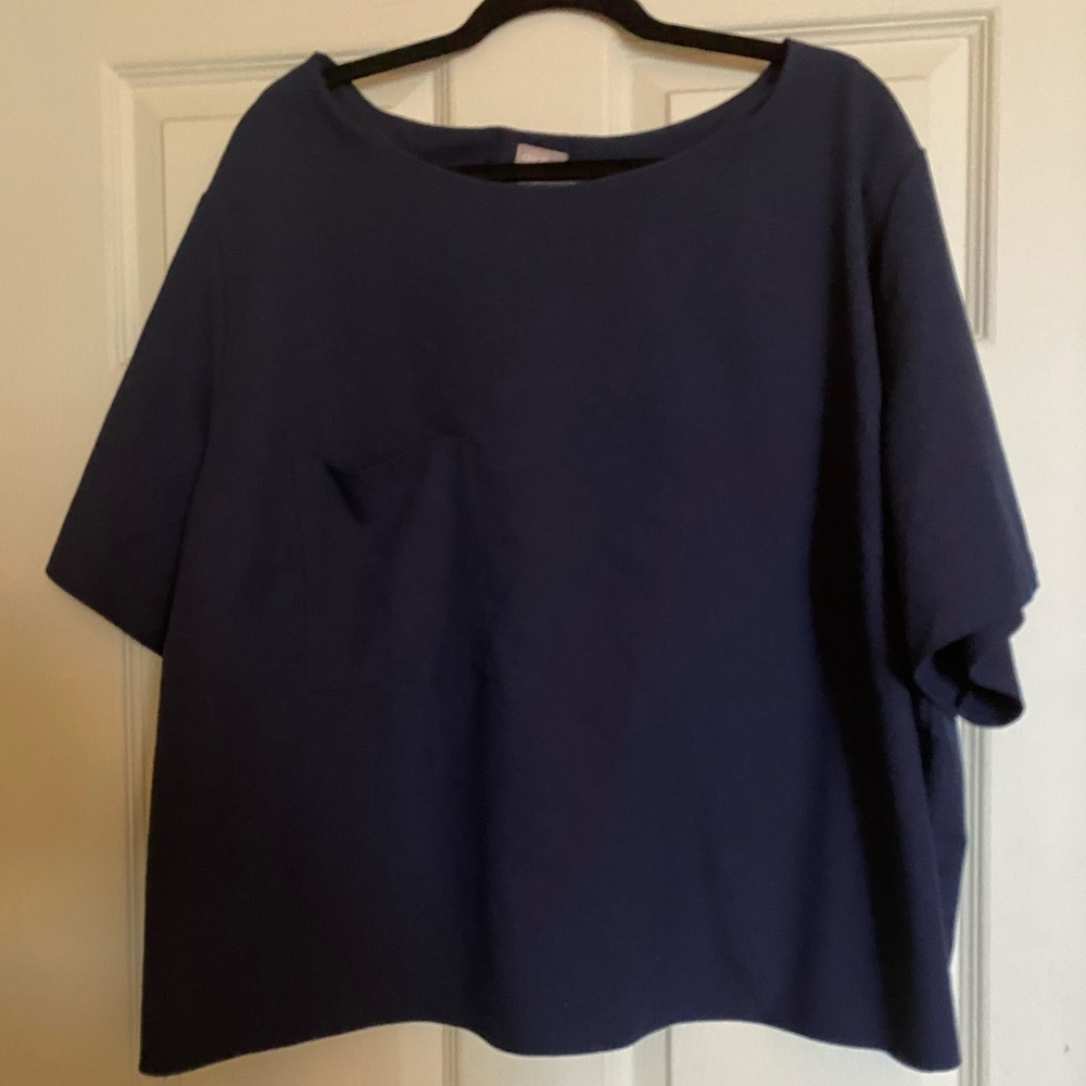 Blue shell blouse with pocket